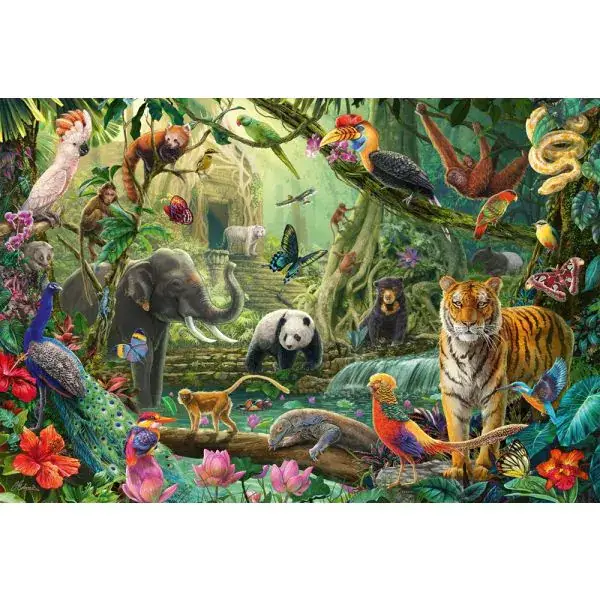 Schmidt Spiele Bunte Tierwelt im Dschungel, 100 Teile Kinderpuzzle Lagerräumung