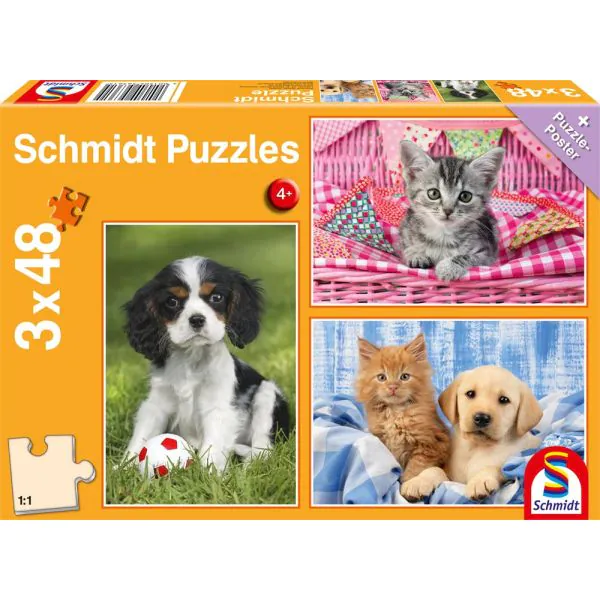 Schmidt Spiele Meine liebsten Haustierbabys, 3 x 48 Teile Kinderpuzzle
