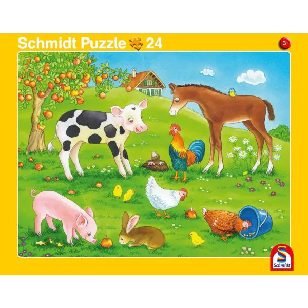 Schmidt Spiele 2 Kinder Rahmenpuzzle, 16 Teile Kuschelige Tierfreunde, 24 Teile Niedliche Tierkinder Blitzangebot