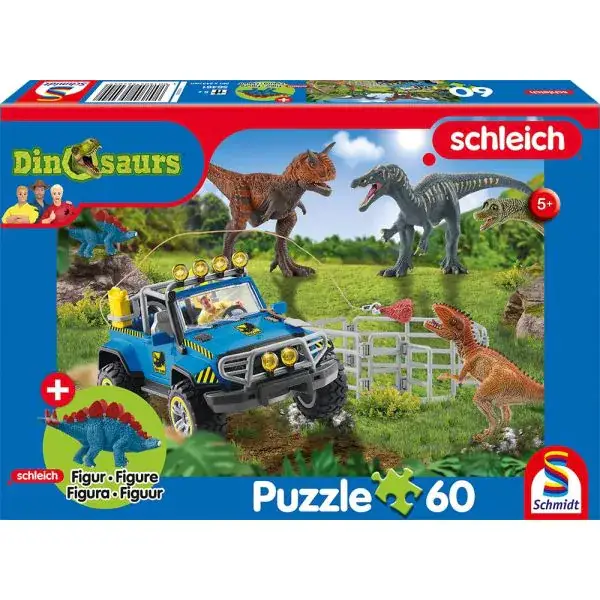 Schmidt Spiele Schleich ®: Dinosaurs – Urzeit-Giganten, 60 Teile Kinderpuzzle mit Add-on (eine Original Baby Stegosaurus mini Figur) Sonderangebote
