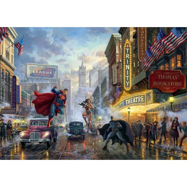 Schmidt Spiele Thomas Kinkade Studios: Batman, Superman and Wonder Woman – The Trinity, 1.000 Teile Puzzle Fabrikladen