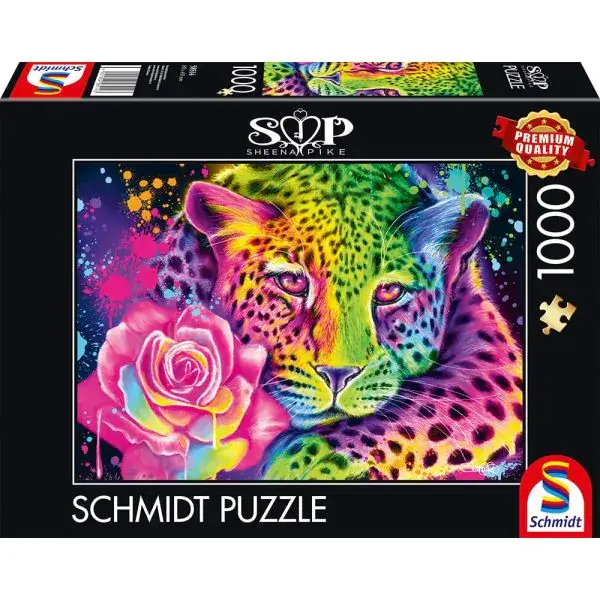 Schmidt Spiele Sheena Pike: Neon Regenbogen-Leopard, 1.000 Teile Puzzle