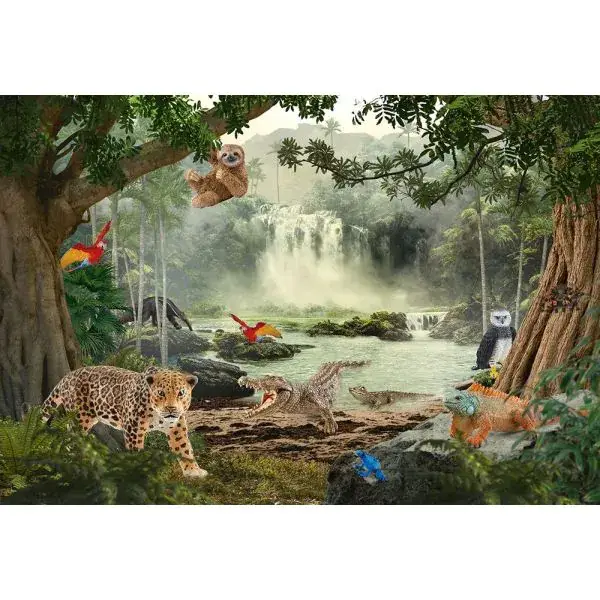 Schmidt Spiele Schleich ®: Wild Life - Im Regenwald, 100 Teile Kinderpuzzle mit Add-on (eine Original Krokodil junges Figur) Osterangebot