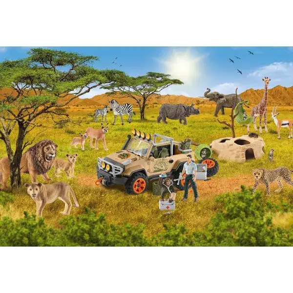 Schmidt Spiele Schleich ®: Wild Life - In der Sarvanne, 60 Teile Kinderpuzzle mit Add-on (eine Original Baby Löwenjunge Figur) Muttertagsangebot