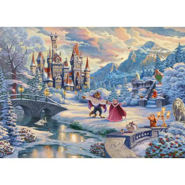 Schmidt Spiele Thomas Kinkade Studios: Disney, Die Schöne und das Biest, Zauberhafter Winterabend, 1.000 Teile Puzzle Valentinstagsangebot