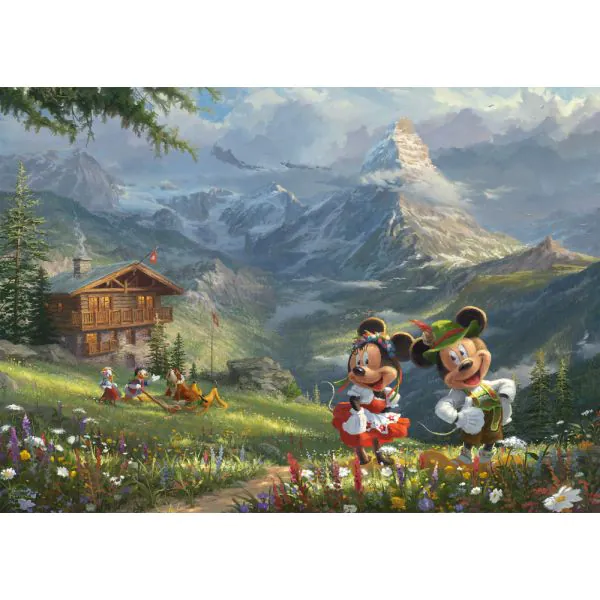 Schmidt Spiele Thomas Kinkade Studios: Disney Dreams Collections - Mickey & Minnie in den Alpen , 1.000 Teile Puzzle Kauf eins, bekomm eins gratis