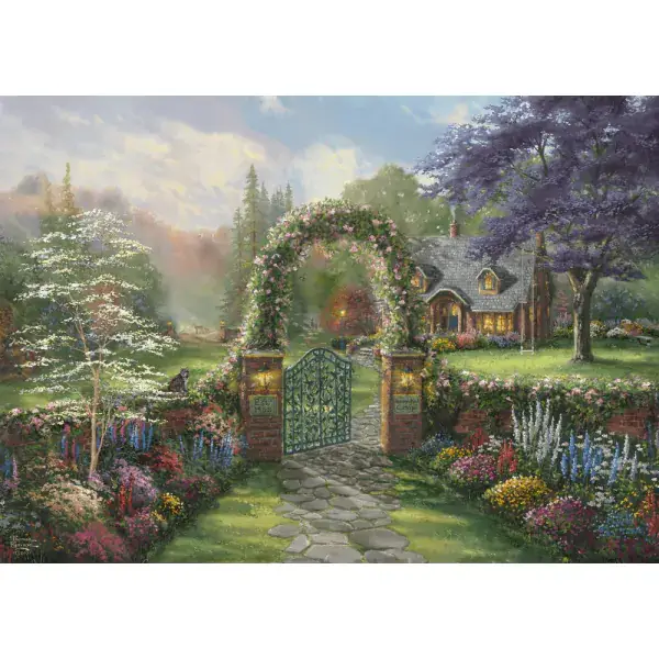 Schmidt Spiele Thomas Kinkade Studios: Hummingbird Cottage, 1.000 Teile Puzzle Begrenzte Freigabe