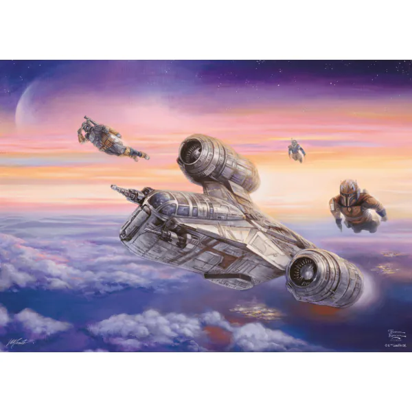 Schmidt Spiele Thomas Kinkade Studios: Star Wars The Mandalorian - Die Eskorte , 1.000 Teile Puzzle Letzter Tag