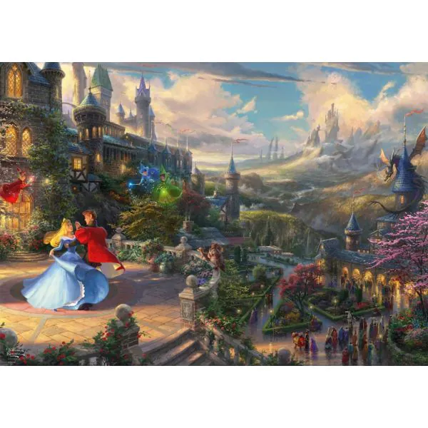 Schmidt Spiele Thomas Kinkade Studios: Disney Dreams Collections - Sleeping Beauty Dancing in the Enchanted Light, 1.000 Teile Puzzle Nur für heute