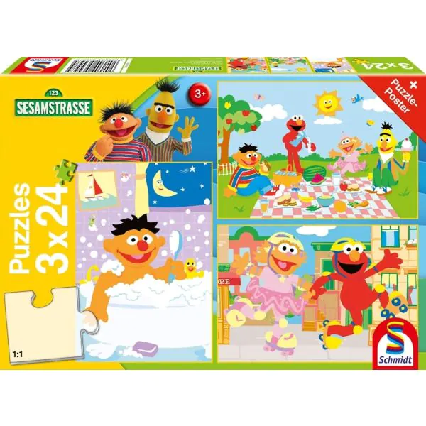 Schmidt Spiele Sesamstrasse®: Sachen machen, 3x24-teiliges Kinderpuzzle 50% Rabatt für begrenzte Zeit