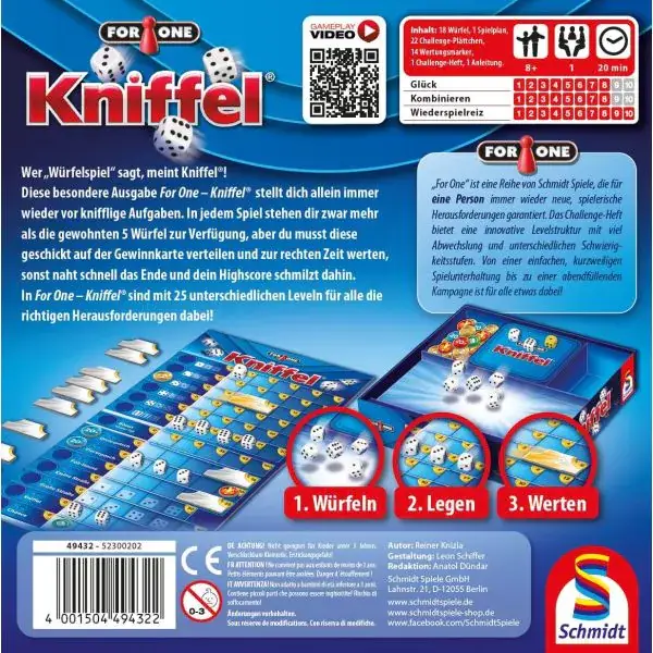 Schmidt Spiele For One – Kniffel, Familienspiel Preisnachlass
