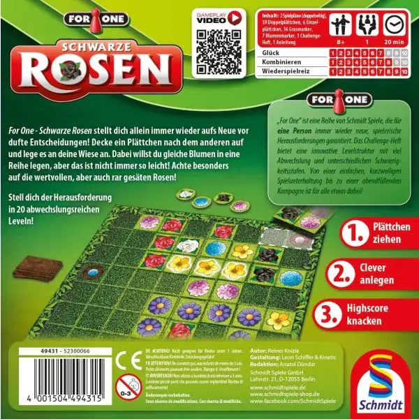 Schmidt Spiele For One – Schwarze Rosen, Familienspiel Saisonschlussverkauf
