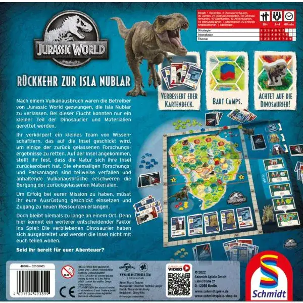 Schmidt Spiele Jurassic World: Rückkehr zur Isla Nublar, Familienspiel Neuheiten