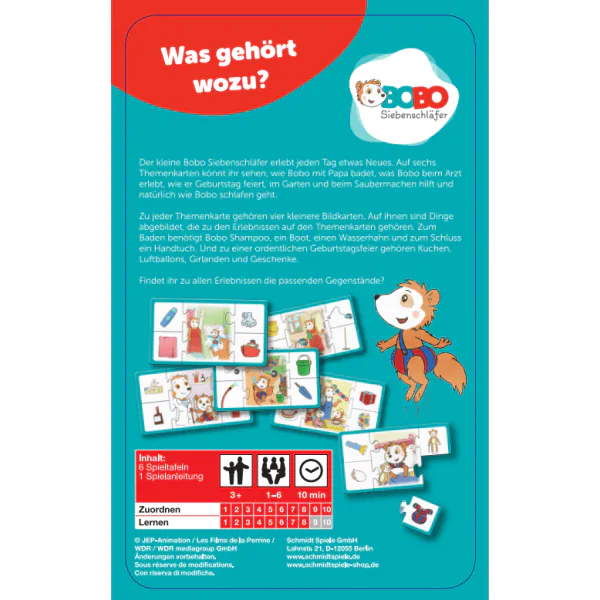 Schmidt Spiele Bobo Siebenschläfer, Was gehört wozu? Riesige Ersparnisse