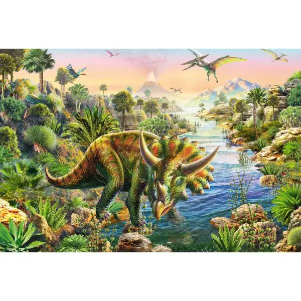 Schmidt Spiele Abenteuer mit den Dinosauriern, 3x48-teiliges Kinderpuzzle Nur für heute