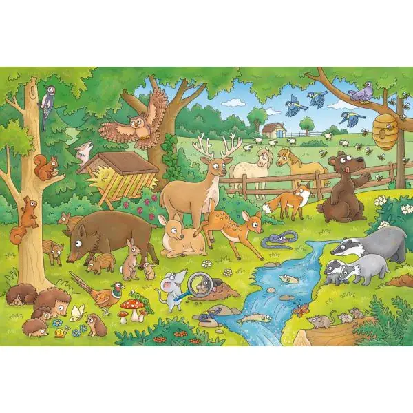 Schmidt Spiele Mauseschlau & Bärenstark: Reise in die Natur, 3x48 Teile Kinderpuzzle mit Add-on (Wissensbüchlein) Schlussverkauf