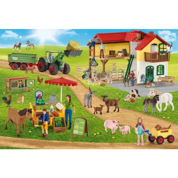 Schmidt Spiele Schleich ®: Farm World - Bauernhof und Hofladen, 100 Teile Kinderpuzzle mit Add-on (Original Figur) Muttertagsangebot