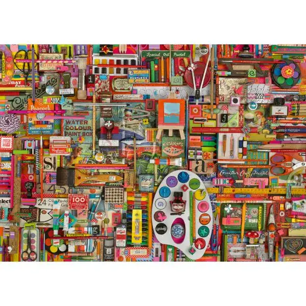 Schmidt Spiele Shelley Davies: Vintage Künstlermaterialien, 1.000 Teile Puzzle Super Sparpreis