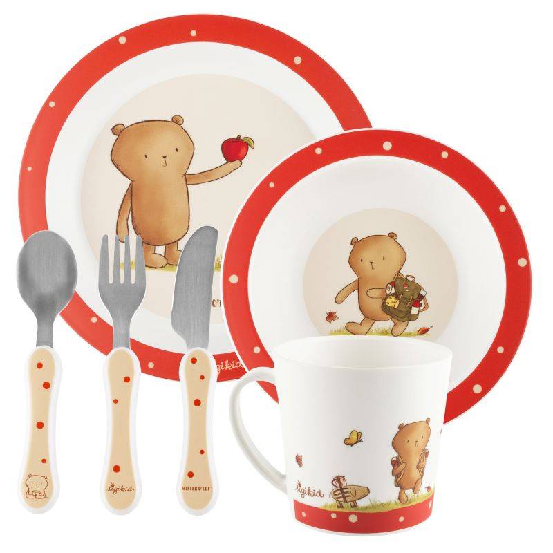 Sigikid Kinder Geschirr-Set Mister O'Lui Biberbär, rPET Super Sparpreis