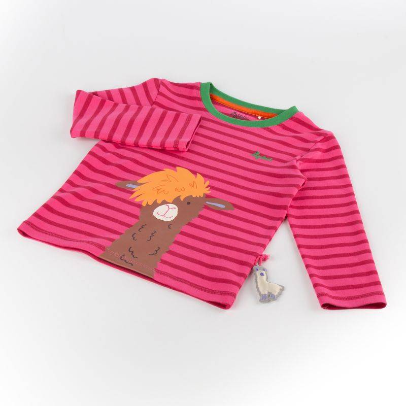 Sigikid Kinder Langarmshirt Crazy Lama, pink gestreift Super Rabatt