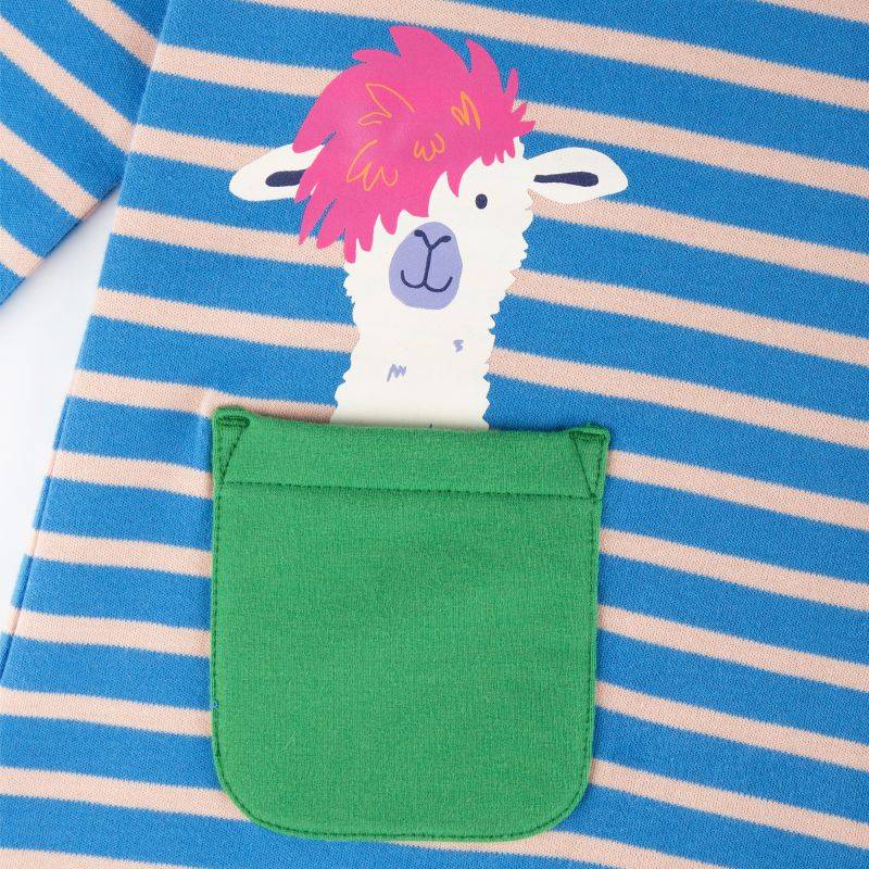 Sigikid Kinder Kleid Crazy Lama, blau gestreift 50% Rabatt mit kostenlosem Versand