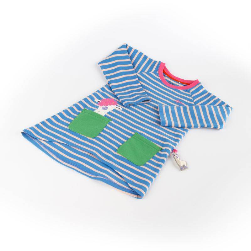 Sigikid Kinder Kleid Crazy Lama, blau gestreift 50% Rabatt mit kostenlosem Versand
