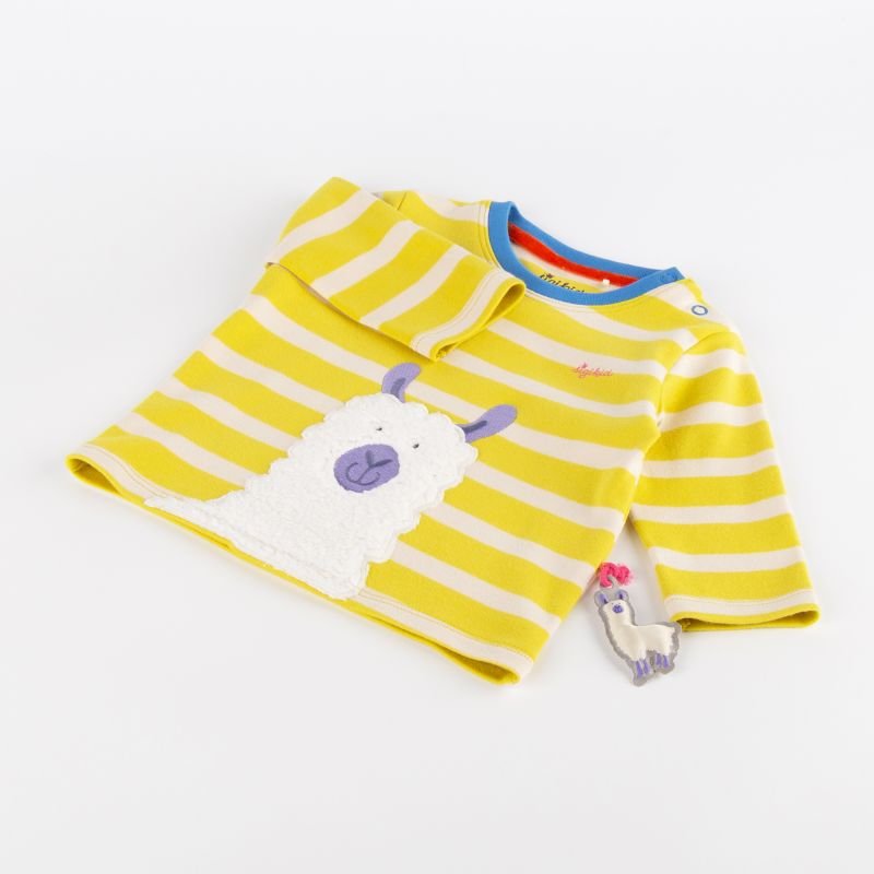 Sigikid Baby Langarmshirt Crazy Lama, gelb gestreift Fabrikladen