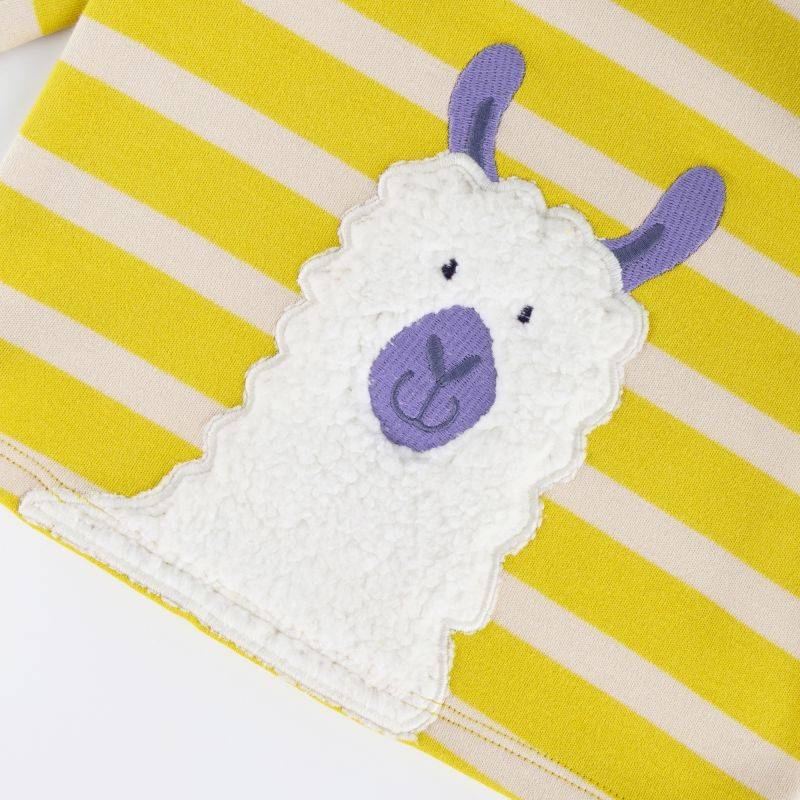 Sigikid Baby Langarmshirt Crazy Lama, gelb gestreift Fabrikladen