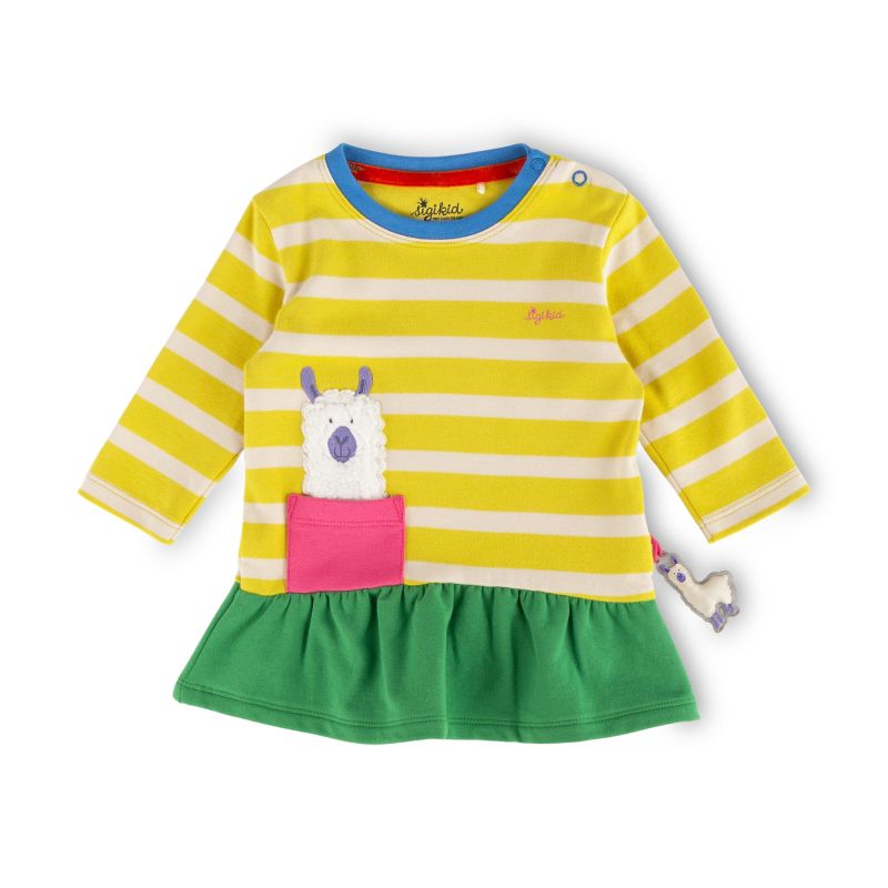 Sigikid Baby Kleid Crazy Lama, grün und gelb