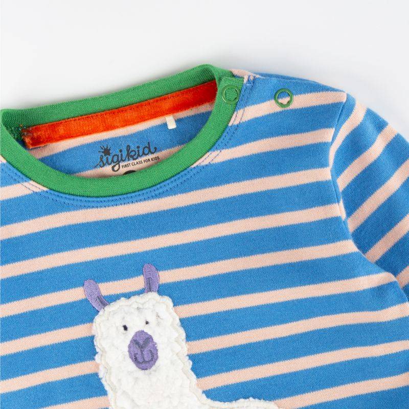 Sigikid Baby Langarmshirt Crazy Lama, blau gestreift Verkauf