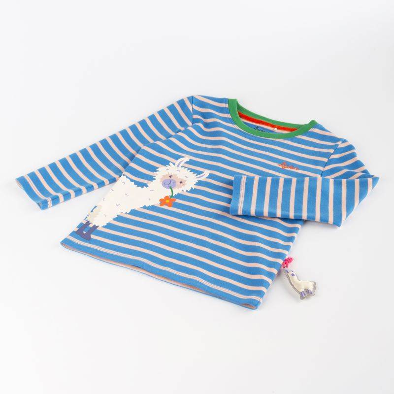 Sigikid Kinder Langarmshirt Crazy Lama, blau gestreift Sonderangebot