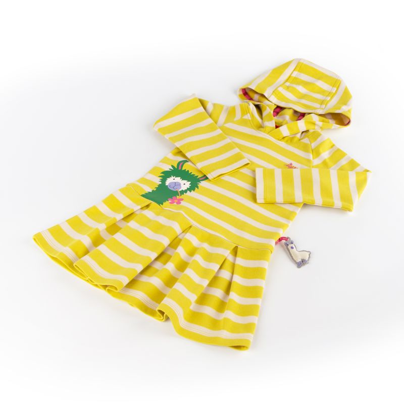 Sigikid Kinder Kapuzenkleid Crazy Lama, gelb gestreift Exklusivangebot