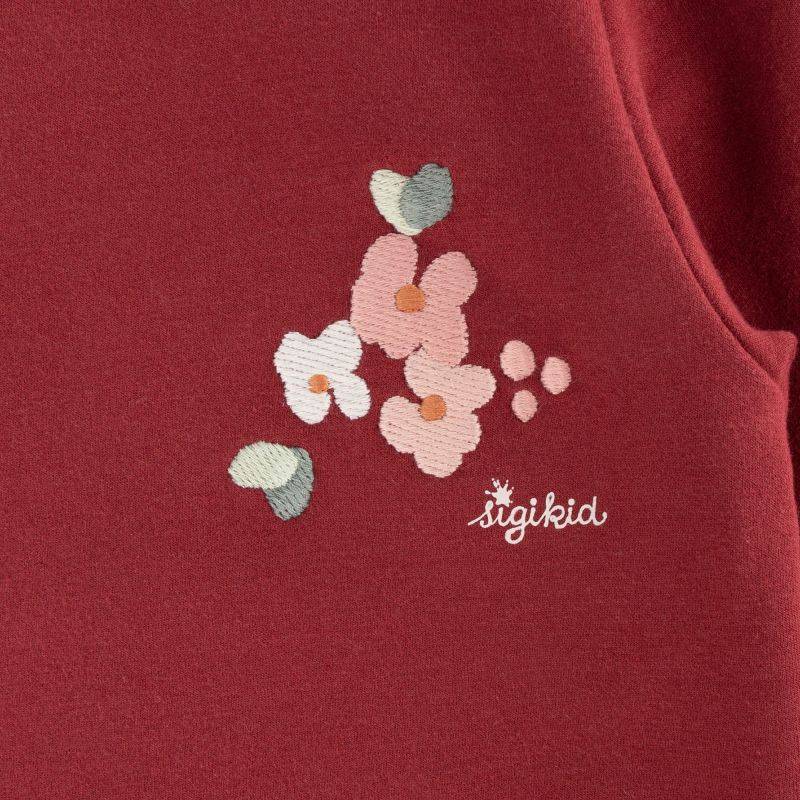 Sigikid Kinder Sweatkleid mit Stickmotiv Blumen, dunkelrot Kostenloser Versand international