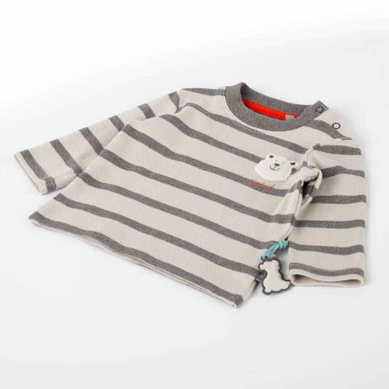 Sigikid Baby Langarmshirt Eisbär, grau geringelt zollfrei