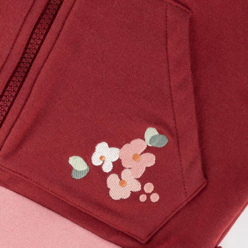 Sigikid Kinder Sweatjacke mit Kapuze und Stickmotiv Blumen, dunkelrot Auslauf