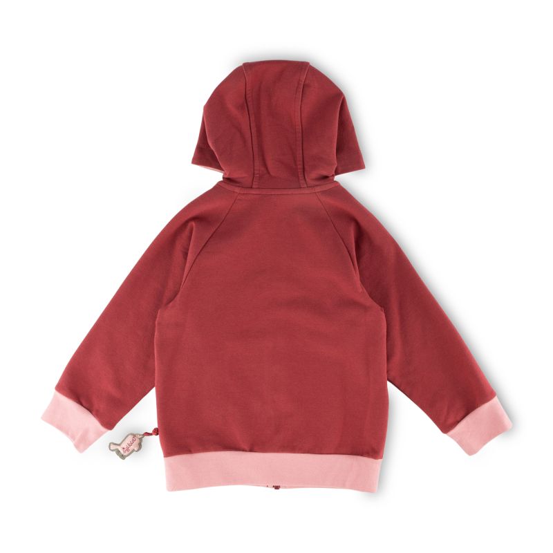 Sigikid Kinder Sweatjacke mit Kapuze und Stickmotiv Blumen, dunkelrot Auslauf