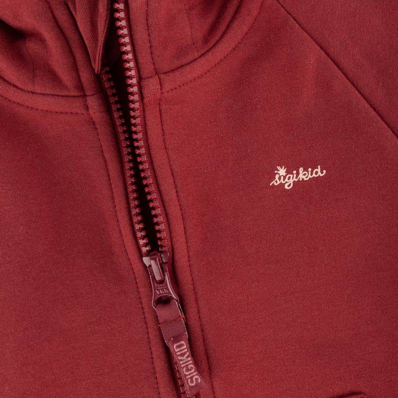 Sigikid Kinder Sweatjacke mit Kapuze und Stickmotiv Blumen, dunkelrot Auslauf