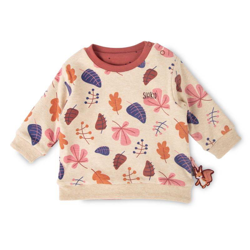 Sigikid Baby Wendeshirt rotbraun mit Pünktchen/bunter Herbstprint Fabrikverkauf