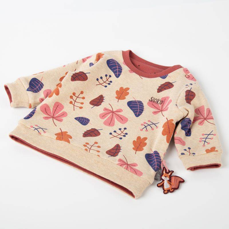 Sigikid Baby Wendeshirt rotbraun mit Pünktchen/bunter Herbstprint Fabrikverkauf