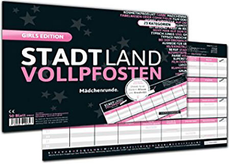 spieleoffensive Stadt Land Vollpfosten - Girls Edition (DINA4-Format)