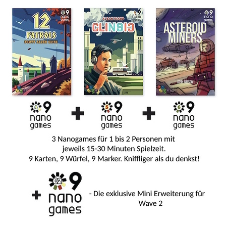 spieleoffensive Nano9Games - Teil 2 - Sammelbox (Clin9ic 12 Patrols Asteroid Miners)