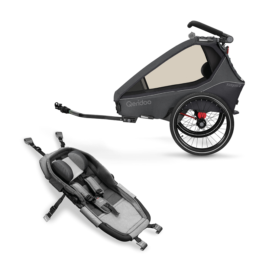 babymarkt Kinderfahrradanhänger Kidgoo2 Steel Grey Kollektion 2023 inklusive Hängematte Plus Limited Edition Theraline