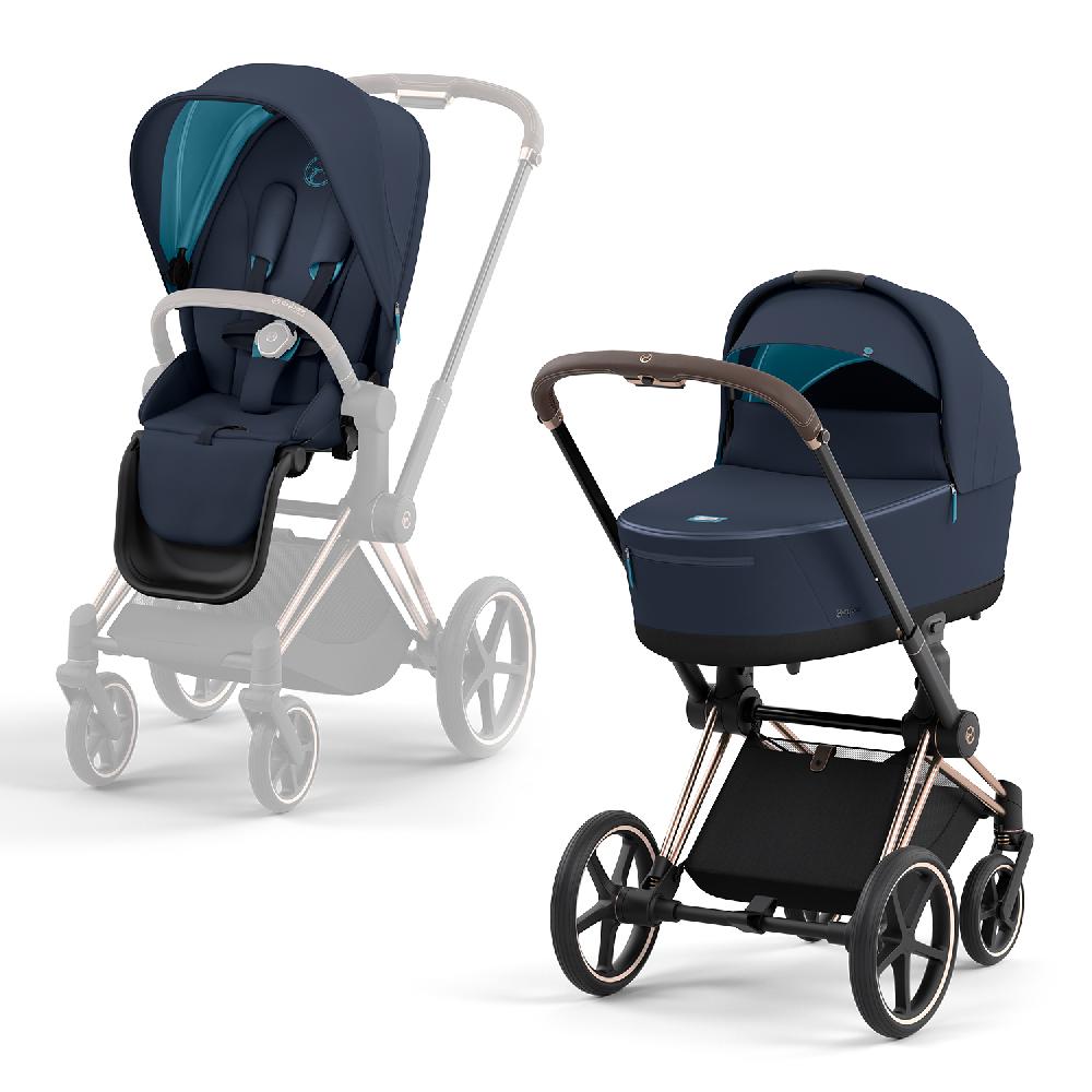 babymarkt Kombikinderwagen Priam Rosegold Dark Navy Conscious Collection
