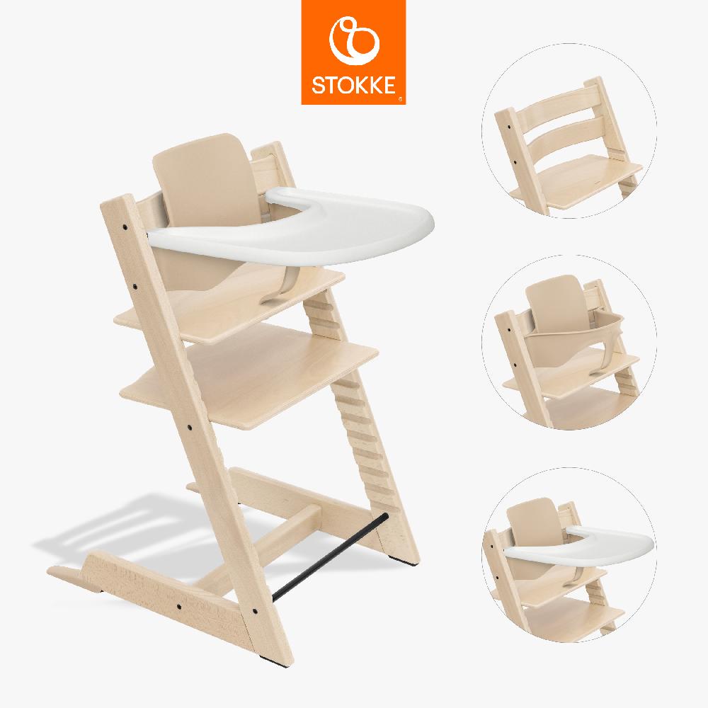 babymarkt Tripp Trapp Hochstuhl Buche natur inkl. Tray weiß und Baby Set V2 natur