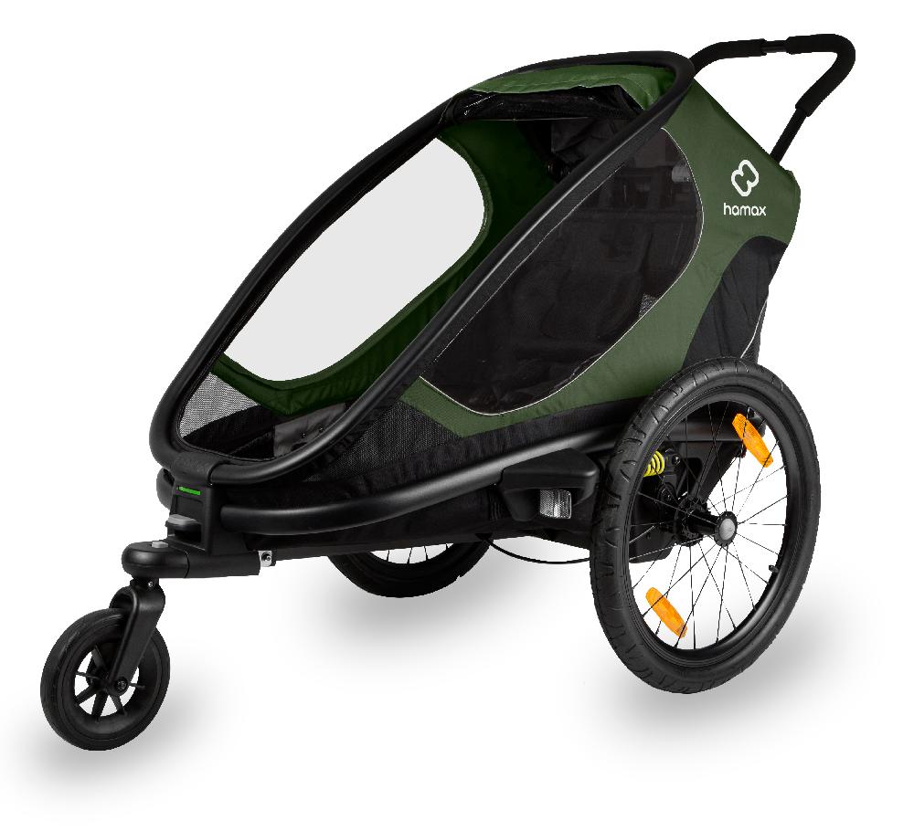babymarkt Kinderfahrradanhänger Outback ONE mit Rückenlehnenverstellung Green/Black
