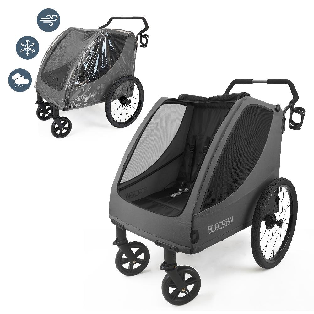babymarkt Crew Zwillingskinderwagen Trekker II Dark Grey