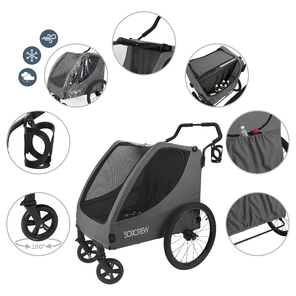 babymarkt Crew Zwillingskinderwagen Trekker II Dark Grey Große Rabatte