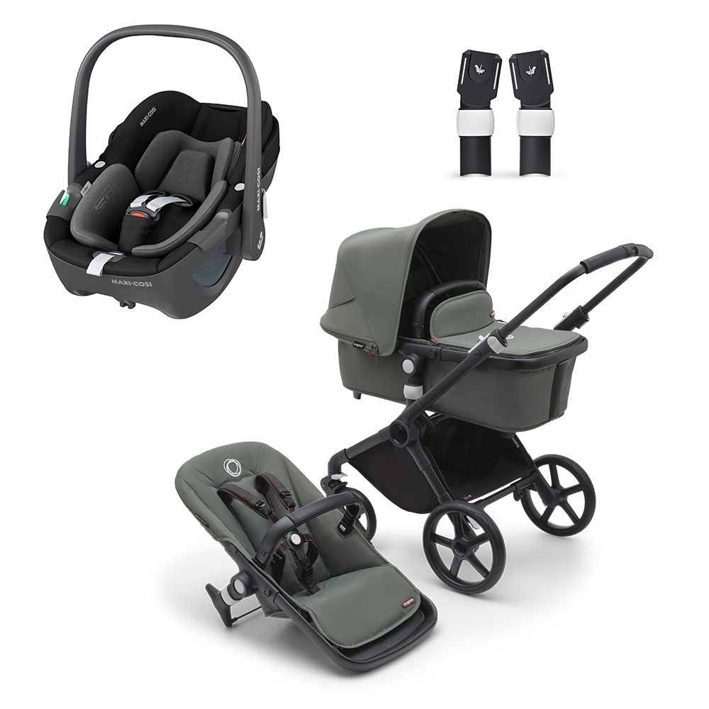 babymarkt 3in1 Kinderwagen Set Fox Cub Forest Green inklusive MAXI COSI Babyschale Pebble 360 Essential Black
