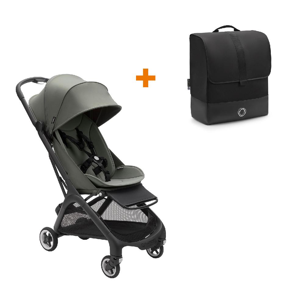 babymarkt Buggy Butterfly complete Black/Forest Green inklusive gratis Transporttasche