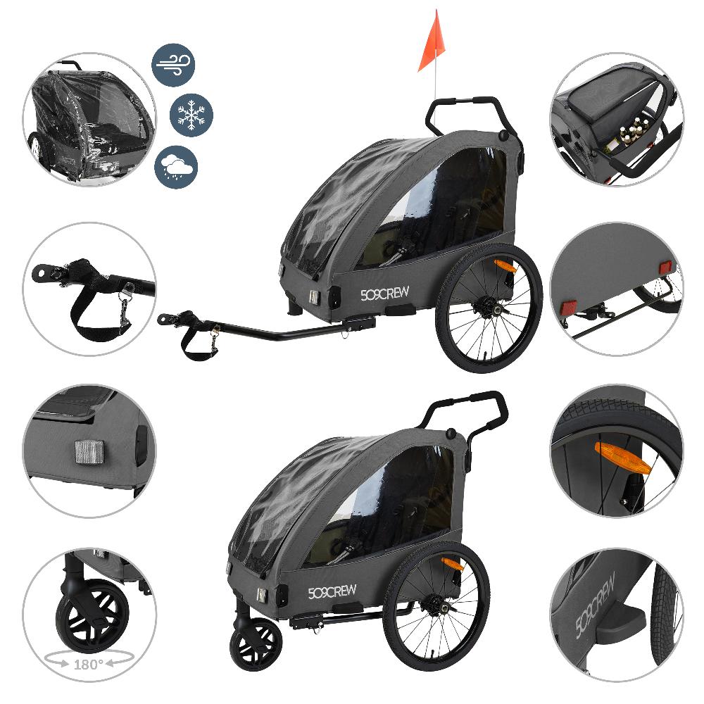 babymarkt Crew Fahrradanhänger Trailer II Dark Grey Speichern exportieren